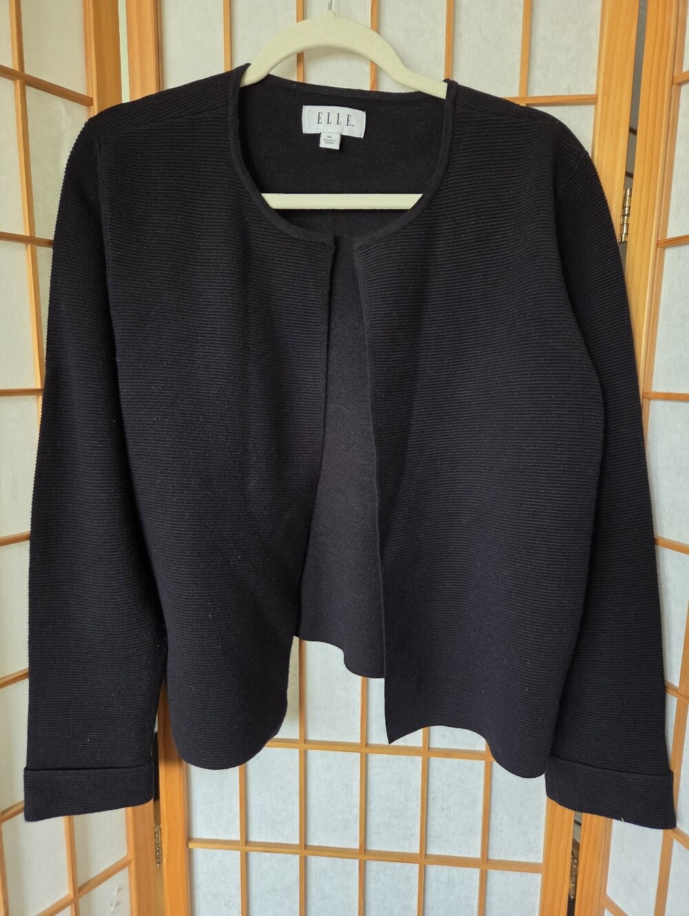 PRE-OWNED WOMENS ELLE BLACK RAYON MIX ELEGANT CARDIGAN SWEATER SIZE XL
